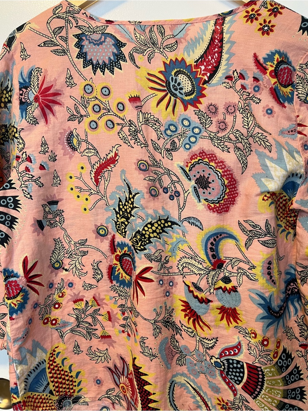 Hester & Orchard Linen & Cotton Blend Floral Pattern Multicolor Top - Picture 5 of 7